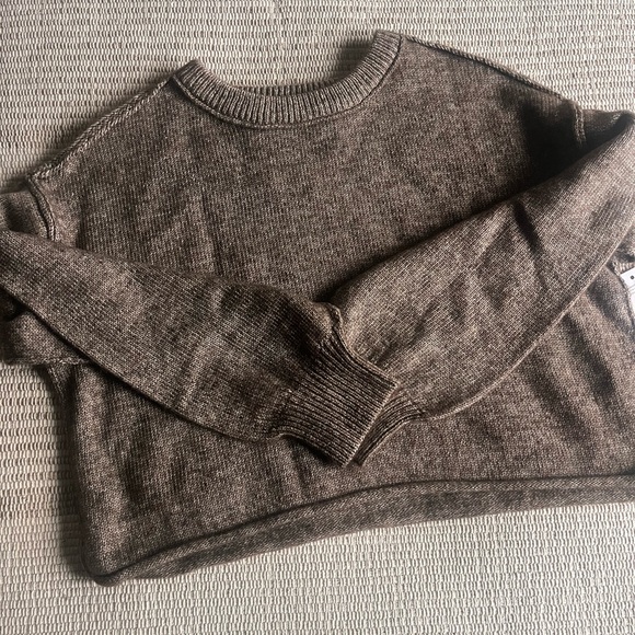 Brown Cropped Cozy Crewneck Sweater - Picture 2 of 6